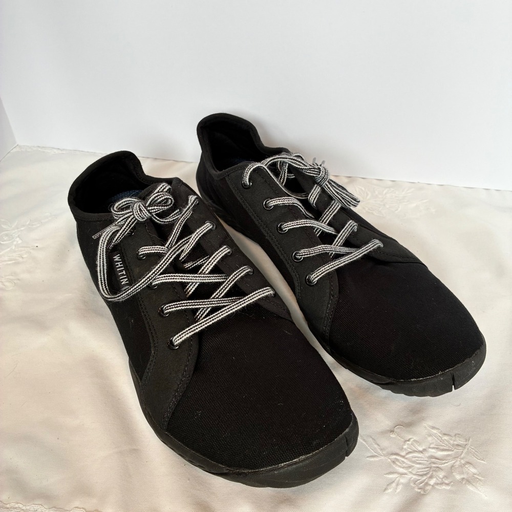 WHITIN Barefoot Shoes 13 Black Minimalist Canvas Wide Toe Box Zero Drop Sneaker